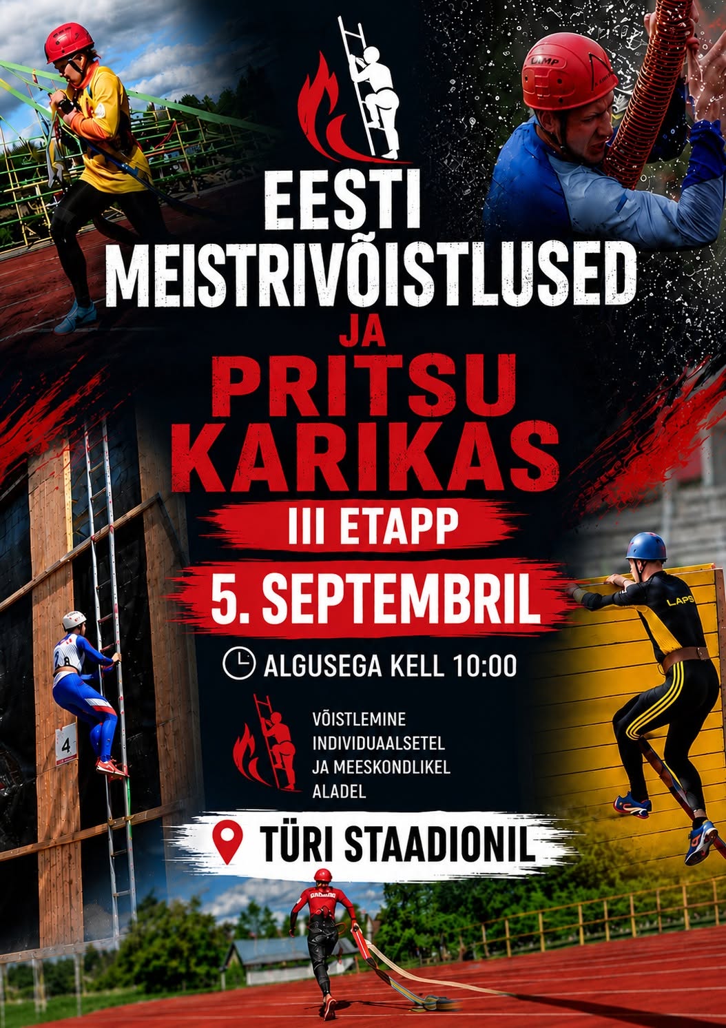 🔥 TÜRI STAADIONIL LÄHEB TULISEKS! 🚒🏆 ⚡ Kiirus. Täpsus. Meeskonnatöö. Närvikõdi.Kõik see ühes võistluspäevas! Võistlusel saab kaasa elada nii individuaalaladele 